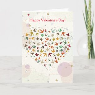 Cartes Pour Fêtes Annuelles Heureuse Sainte-Valentin Flying Bird Heart