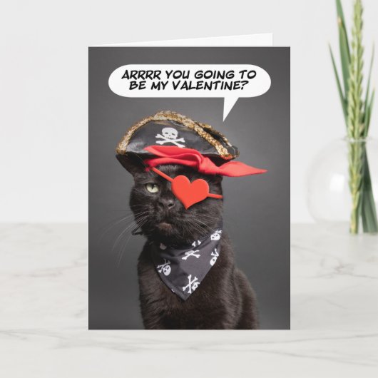 Cartes Pour Fêtes Annuelles Heureuse Sainte-Valentin Funny Chat Pirate Humour (Devant)