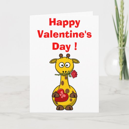 CARTES POUR FÊTES ANNUELLES "HEUREUSE SAINTE-VALENTIN" GIRAFFE (Devant)