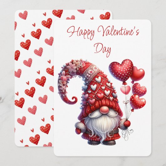 Cartes Pour Fêtes Annuelles Heureuse Sainte-Valentin Gnome (Devant / Derrière)