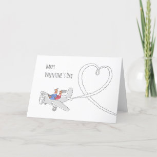 Cartes Pour Fêtes Annuelles Heureuse Sainte-Valentin Heart Love Couple Avion