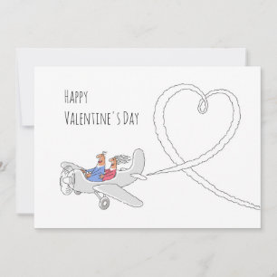 Cartes Pour Fêtes Annuelles Heureuse Sainte-Valentin Heart Love Couple Avion