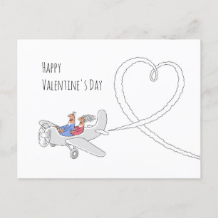 Cartes Pour Fêtes Annuelles Heureuse Sainte-Valentin Heart Love Couple Avion