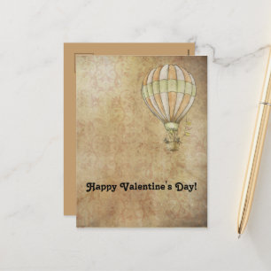 Cartes Pour Fêtes Annuelles Heureuse Sainte-Valentin Hot Air Balloon Steampunk