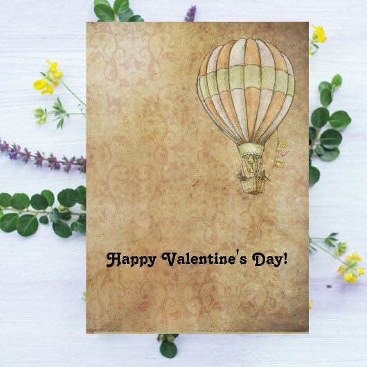 Cartes Pour Fêtes Annuelles Heureuse Sainte-Valentin Hot Air Balloon Steampunk