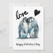 Cartes Pour Fêtes Annuelles Heureuse Sainte-Valentin mignon avec amour pingoui (Devant)