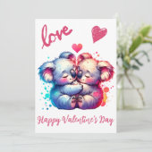 Cartes Pour Fêtes Annuelles Heureuse Sainte-Valentin mignon avec de mignonnes (Debout devant)