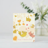 Cartes Pour Fêtes Annuelles Heureuse Sainte-Valentin mignon Oiseaux Coeurs Pap (Debout devant)