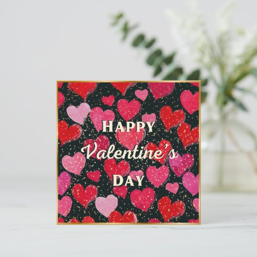 Cartes Pour Fêtes Annuelles Heureuse Sainte-Valentin Motif des Coeurs d'Amour  (Debout devant)