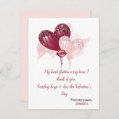 Cartes Pour Fêtes Annuelles Heureuse Sainte-Valentin Parties scintillant Rouge (Devant / Derrière)