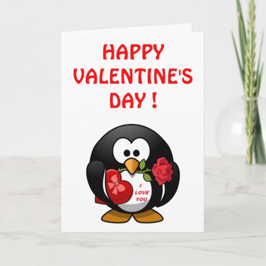CARTES POUR FÊTES ANNUELLES "HEUREUSE SAINTE-VALENTIN" PENGUIN (Devant)