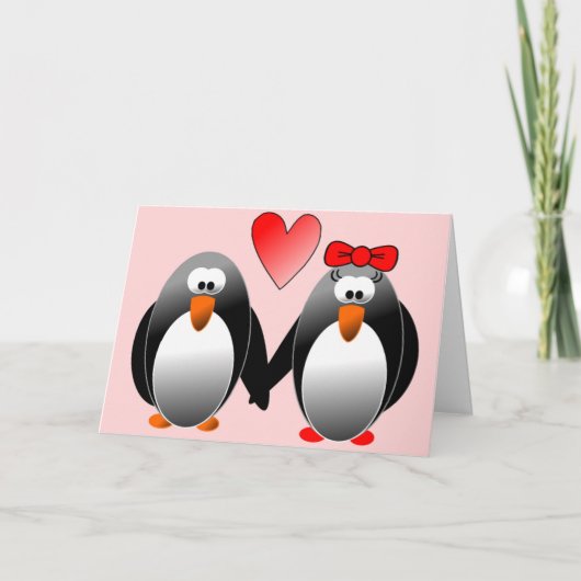 CARTES POUR FÊTES ANNUELLES "HEUREUSE SAINTE-VALENTIN" PENGUINS (Devant)
