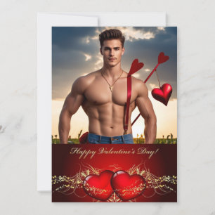Cartes Pour Fêtes Annuelles Heureuse Sainte-Valentin Personnalisé Muscle Hunk