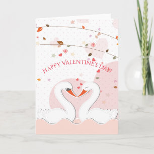 Cartes Pour Fêtes Annuelles Heureuse Sainte-Valentin Romantique Swans Coeurs