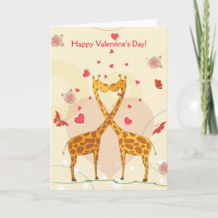 Cartes Pour Fêtes Annuelles Heureuse Sainte-Valentin Rose Cute Giraffes Coeur 