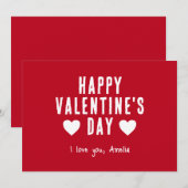 Cartes Pour Fêtes Annuelles Heureuse Sainte-Valentin rouge moderne Coeurs peti (Devant / Derrière)