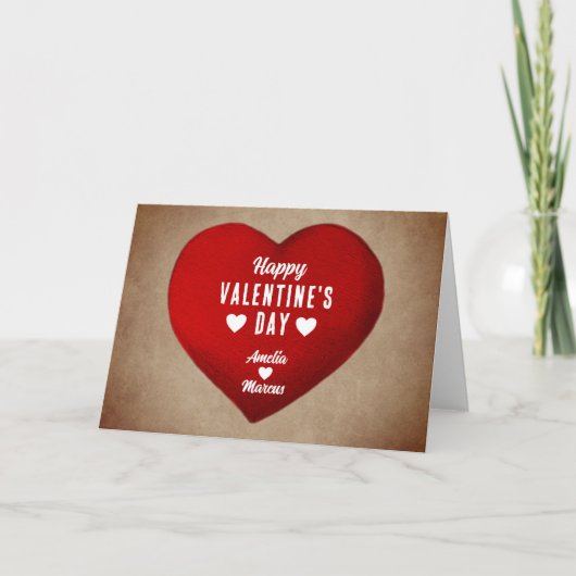 Cartes Pour Fêtes Annuelles Heureuse Sainte-Valentin rustique Red Heart (Devant)