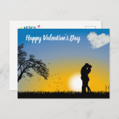 Cartes Pour Fêtes Annuelles Heureuse Sainte-Valentin Silhouette couple (Devant / Derrière)