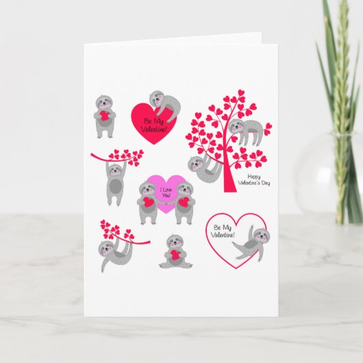Cartes Pour Fêtes Annuelles Heureuse Sainte-Valentin Sloth (Devant)