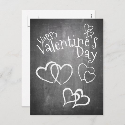 Cartes Pour Fêtes Annuelles Heureuse Sainte-Valentin sur un tableau à craie (Devant / Derrière)