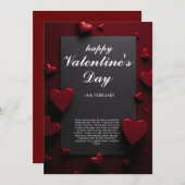 Cartes Pour Fêtes Annuelles Heureuse Sainte-Valentin thème rouge foncé avec le (Devant / Derrière)