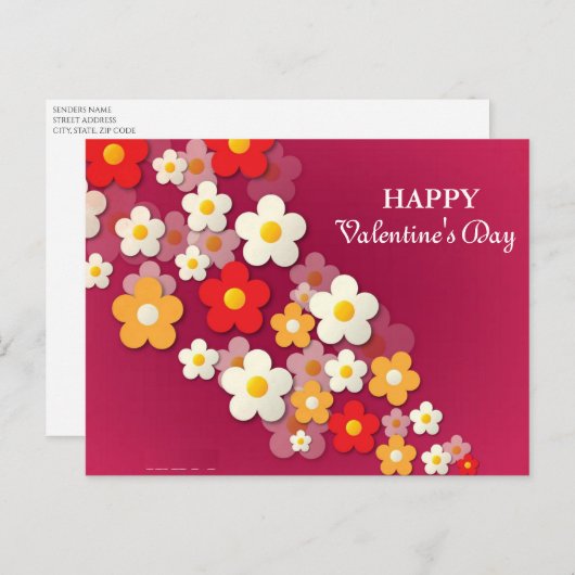 Cartes Pour Fêtes Annuelles Heureuse Sainte-Valentin | Valentine florale print (Devant / Derrière)