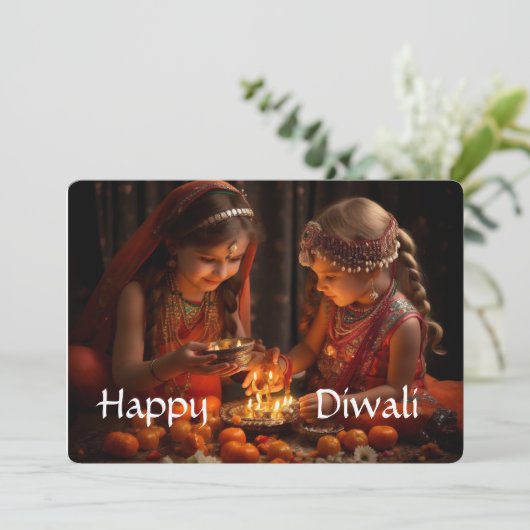 Cartes Pour Fêtes Annuelles Heureux Diwali (Debout devant)