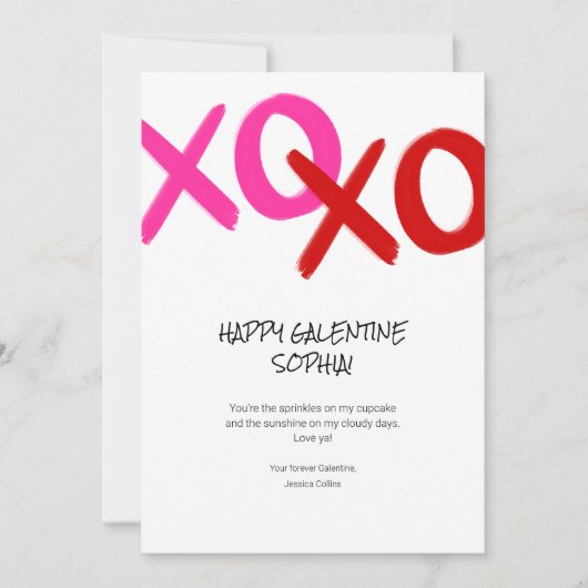 Cartes Pour Fêtes Annuelles Heureux Galentine XOXO Hugs et baisers Meilleurs a (Devant)