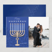 Cartes Pour Fêtes Annuelles Heureux Hanoukka Menorah (Devant / Derrière)