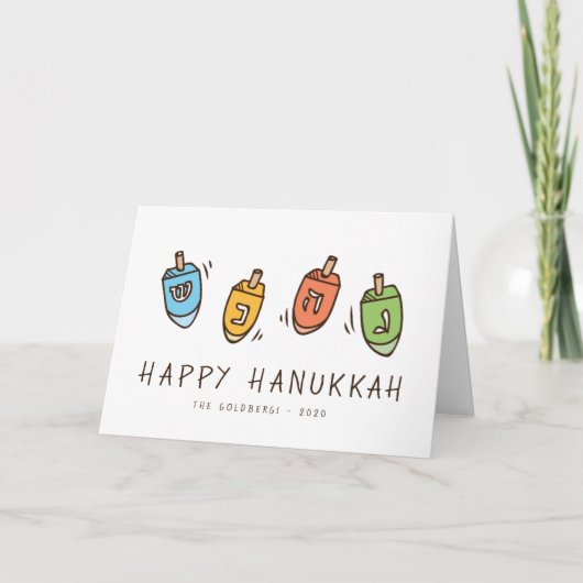Cartes Pour Fêtes Annuelles Heureux Hanoukka Modern Dreidel (Devant)