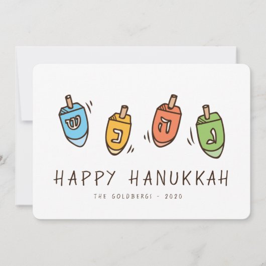 Cartes Pour Fêtes Annuelles Heureux Hanoukka Modern Dreidel (Devant)