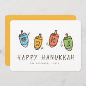 Cartes Pour Fêtes Annuelles Heureux Hanoukka Modern Dreidel (Devant / Derrière)