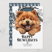 Cartes Pour Fêtes Annuelles Heureux Howlidays Chow Chow Chig (Devant / Derrière)