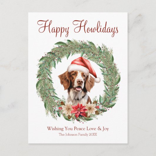 Cartes Pour Fêtes Annuelles Heureux Howlidays mignon Brittany Spaniel Chien (Devant)