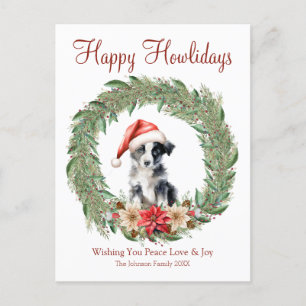 Cartes Pour Fêtes Annuelles Heureux Howlidays mignon frontière Collie Chien
