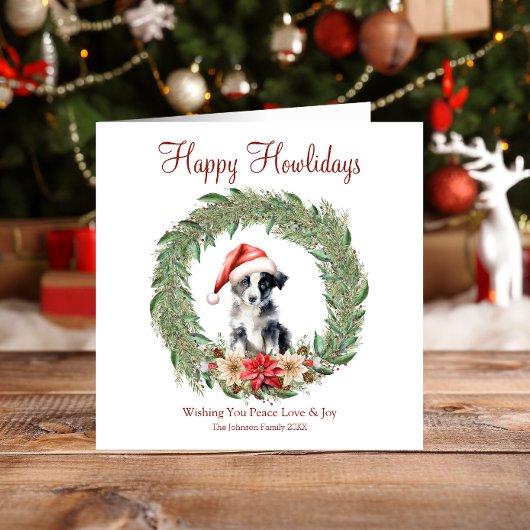 Cartes Pour Fêtes Annuelles Heureux Howlidays mignon frontière Collie Chien
