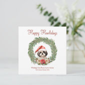 Cartes Pour Fêtes Annuelles Heureux Howlidays mignon Lhasa Apso Chig (Debout devant)