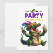 Cartes Pour Fêtes Annuelles Heureux Mardi Gras Alligator (Devant / Derrière)