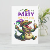 Cartes Pour Fêtes Annuelles Heureux Mardi Gras Alligator (Debout devant)