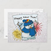 Cartes Pour Fêtes Annuelles heureux new year snowman (Devant / Derrière)