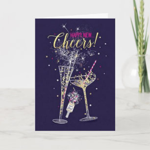 CARTES POUR FÊTES ANNUELLES HEUREUX NOUVEAU POUR LA FAMILLE ET LES AMIS-**CHEE