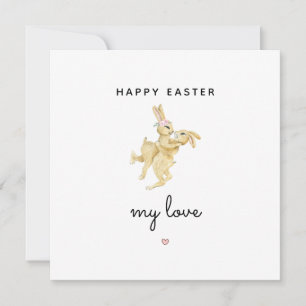 Cartes Pour Fêtes Annuelles heureux Pâques mon amour mignon lapin couple lapin