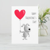 Cartes Pour Fêtes Annuelles Heureux Valentine's Red Heart Balloon mignon Chien (Debout devant)