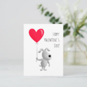Cartes Pour Fêtes Annuelles Heureux Valentine's Red Heart Balloon mignon Chien (Debout devant)