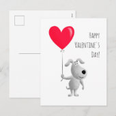 Cartes Pour Fêtes Annuelles Heureux Valentine's Red Heart Balloon mignon Chien (Devant / Derrière)