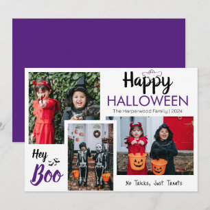 Cartes Pour Fêtes Annuelles Hey Boo Éffrayant Halloween Famille Photo Collage
