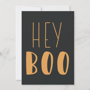 Cartes Pour Fêtes Annuelles "Hey Boo" Halloween Typographie moderne Custom