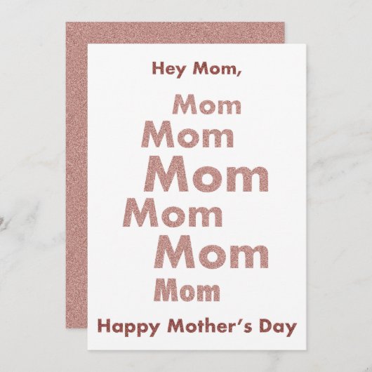 Cartes Pour Fêtes Annuelles Hey Maman, Parties scintillant rose moderne Joyeus (Devant / Derrière)