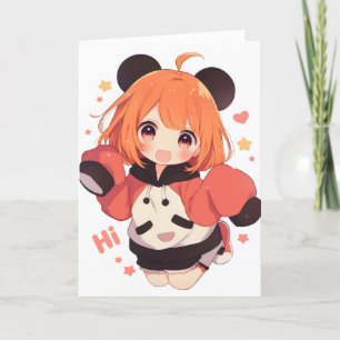 Cartes Pour Fêtes Annuelles Hi Funny Anime Girl