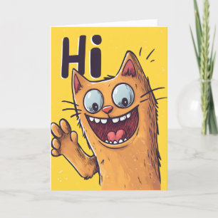 Cartes Pour Fêtes Annuelles Hi Funny Chat orange